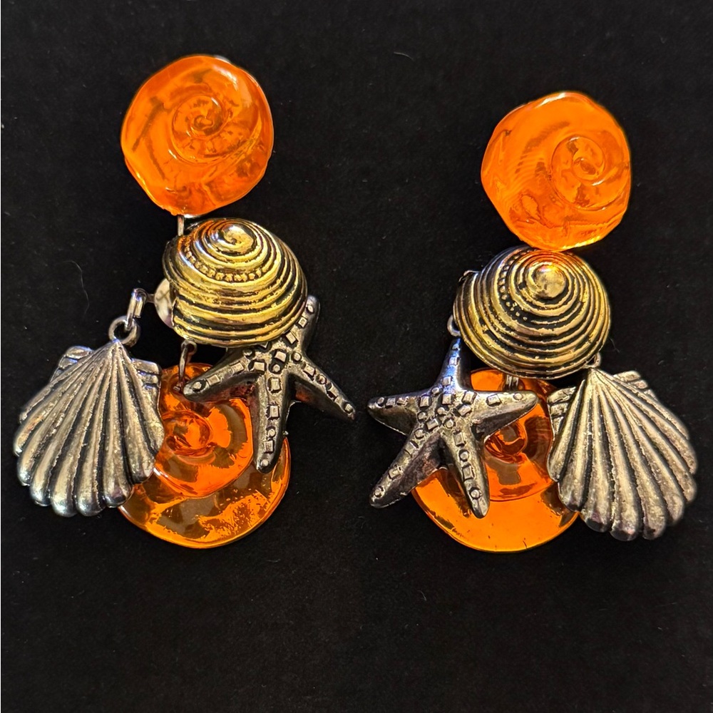 VTG Gorgeous Shell Starfish Earrings - Picture 2 of 8
